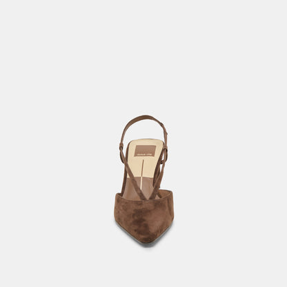 Ginay Dk Brown Suede Heels | Dolce Vita