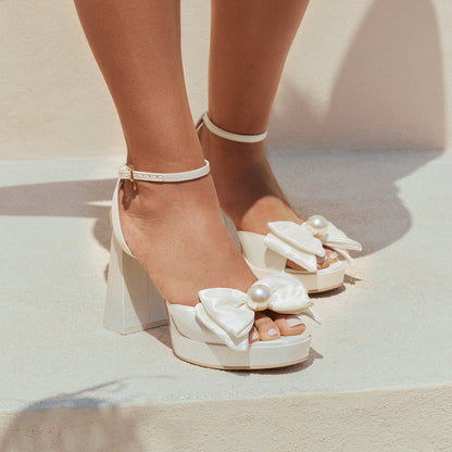 PATTON HEELS IVORY SATIN | Dolce Vita