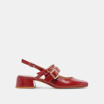 PATZY HEELS CRIMSON CRINKLE PATENT LEATHER | Dolce Vita