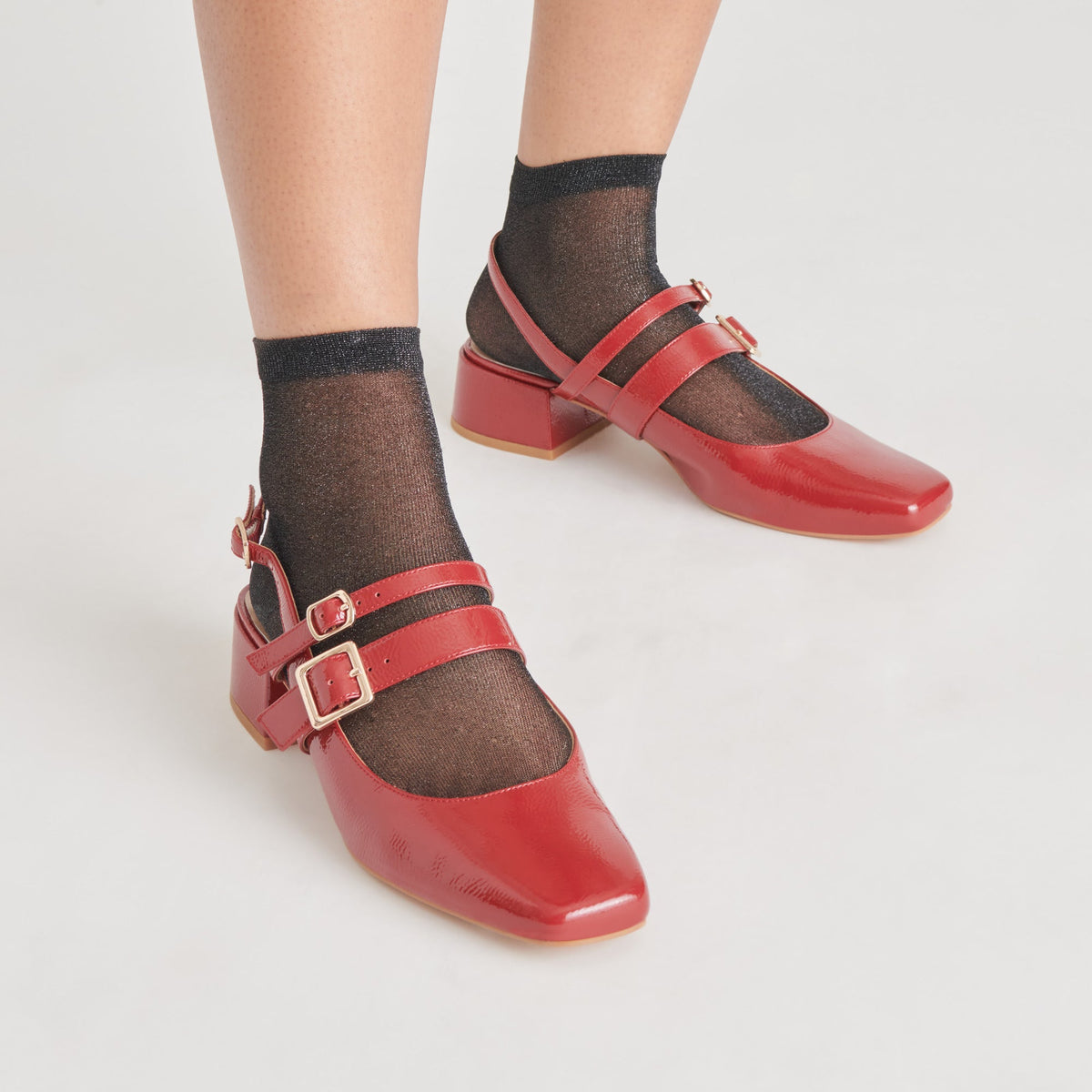 PATZY HEELS CRIMSON CRINKLE PATENT LEATHER | Dolce Vita