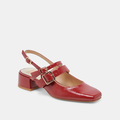 PATZY HEELS CRIMSON CRINKLE PATENT LEATHER | Dolce Vita