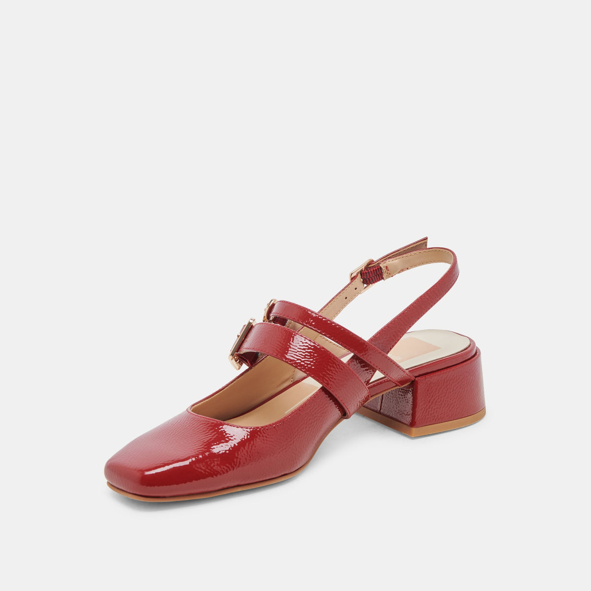 PATZY HEELS CRIMSON CRINKLE PATENT LEATHER | Dolce Vita