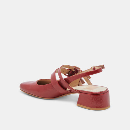 PATZY HEELS CRIMSON CRINKLE PATENT LEATHER | Dolce Vita