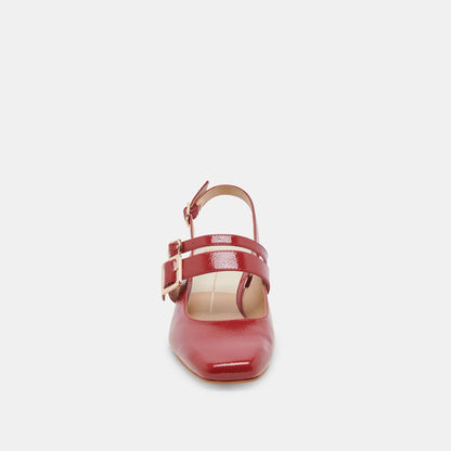 PATZY HEELS CRIMSON CRINKLE PATENT LEATHER | Dolce Vita