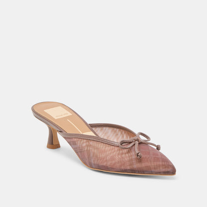 Cleo Cognac Plaid Mesh Heels | Dolce Vita