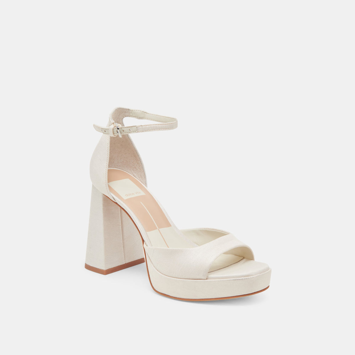 PANDRO WIDE HEELS WHITE SATIN | Dolce Vita