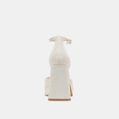 PANDRO WIDE HEELS WHITE SATIN | Dolce Vita