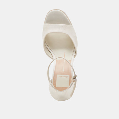 PANDRO WIDE HEELS WHITE SATIN | Dolce Vita