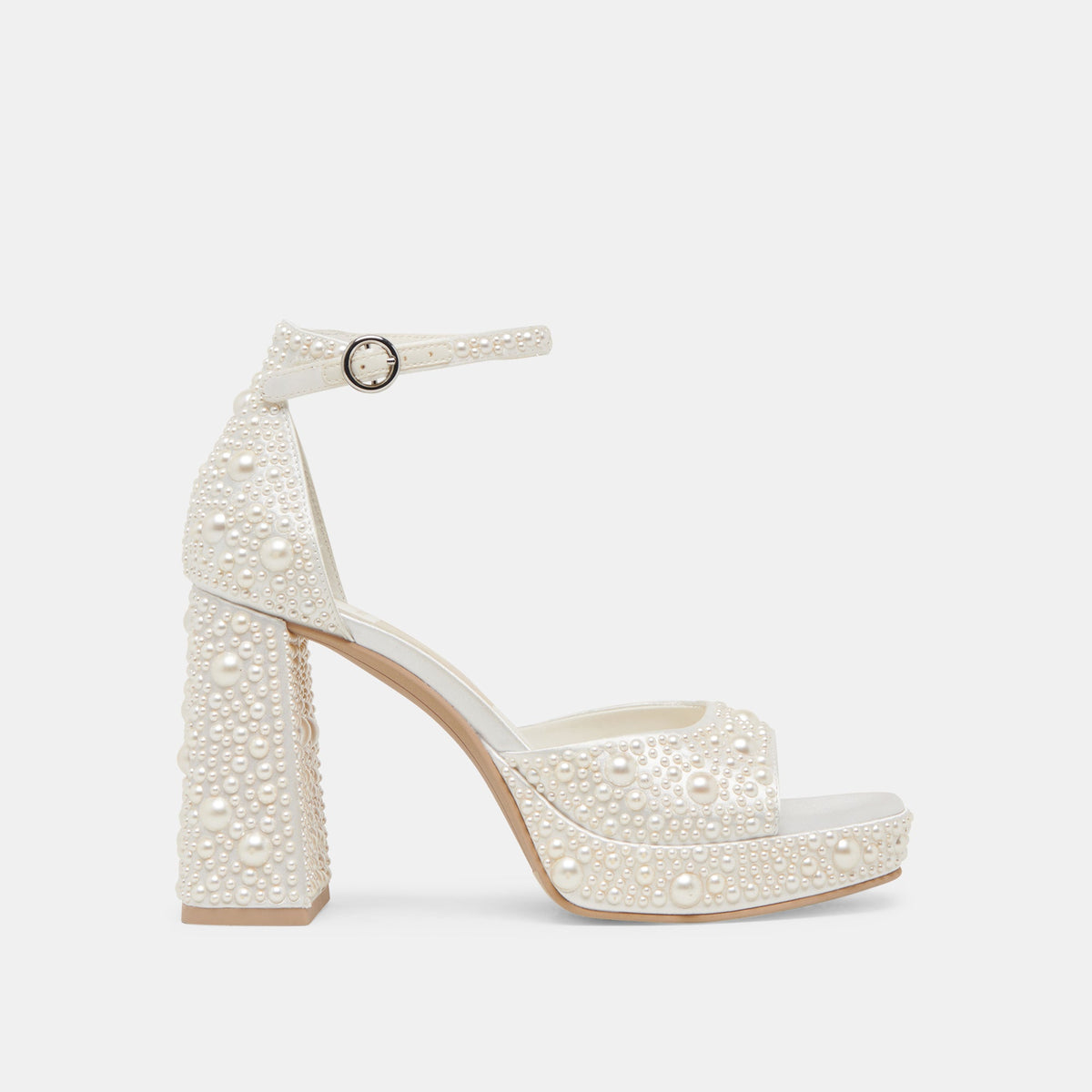 PANDRO PEARL HEELS TRUE WHITE SATIN | Dolce Vita