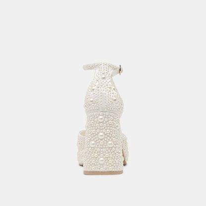 PANDRO PEARL HEELS TRUE WHITE SATIN | Dolce Vita