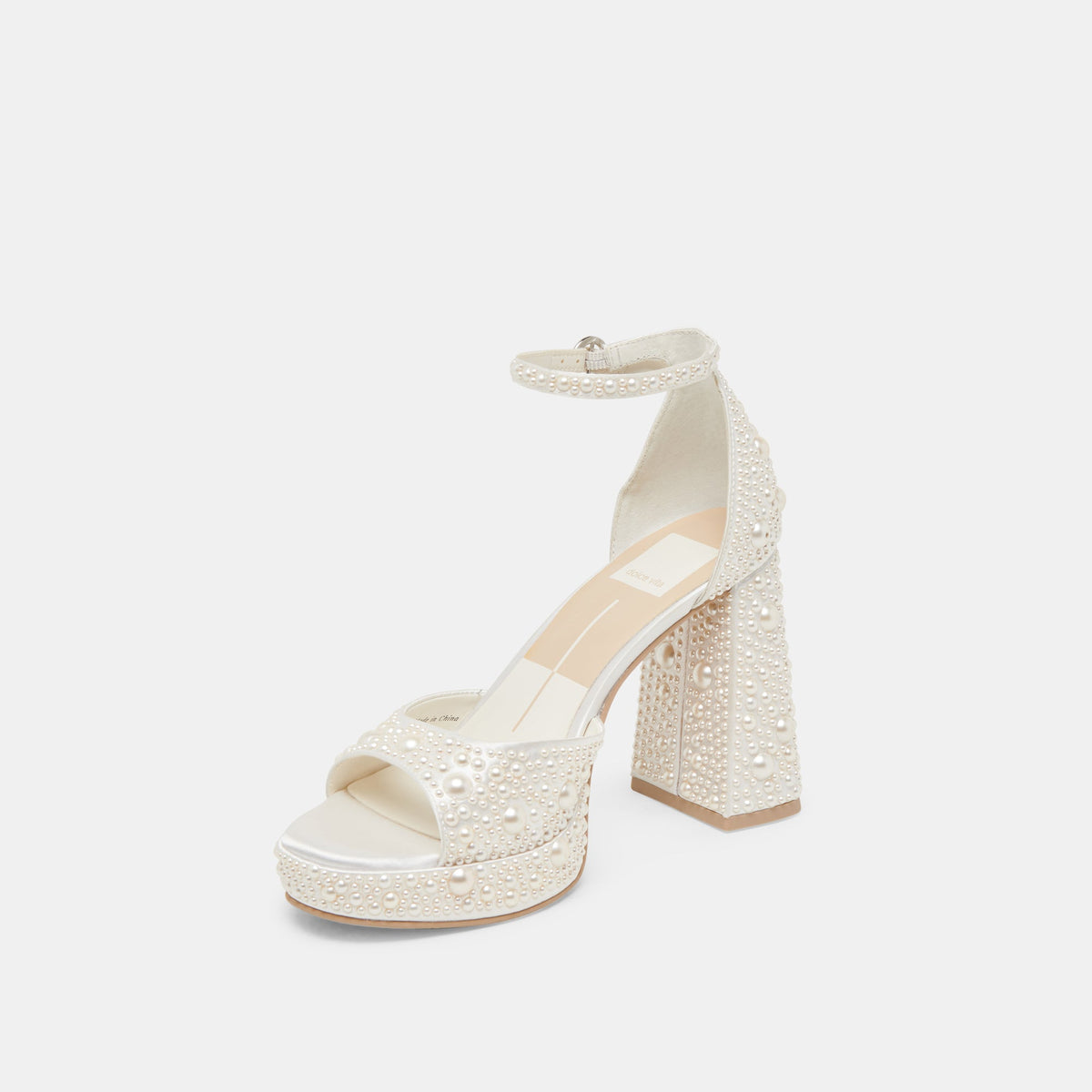 PANDRO PEARL HEELS TRUE WHITE SATIN | Dolce Vita