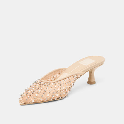 Cleo Pearl Blush Lace Mesh Heels | Dolce Vita