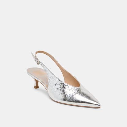 ALENNA HEELS SILVER DISTRESSED LEATHER | Dolce Vita