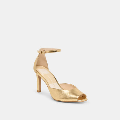 Serlo Gold Crinkle Patent Heels | Dolce Vita