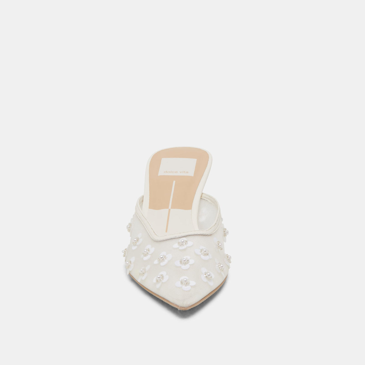CLARA PEARL HEELS TRUE WHITE DAISY MESH | Dolce Vita