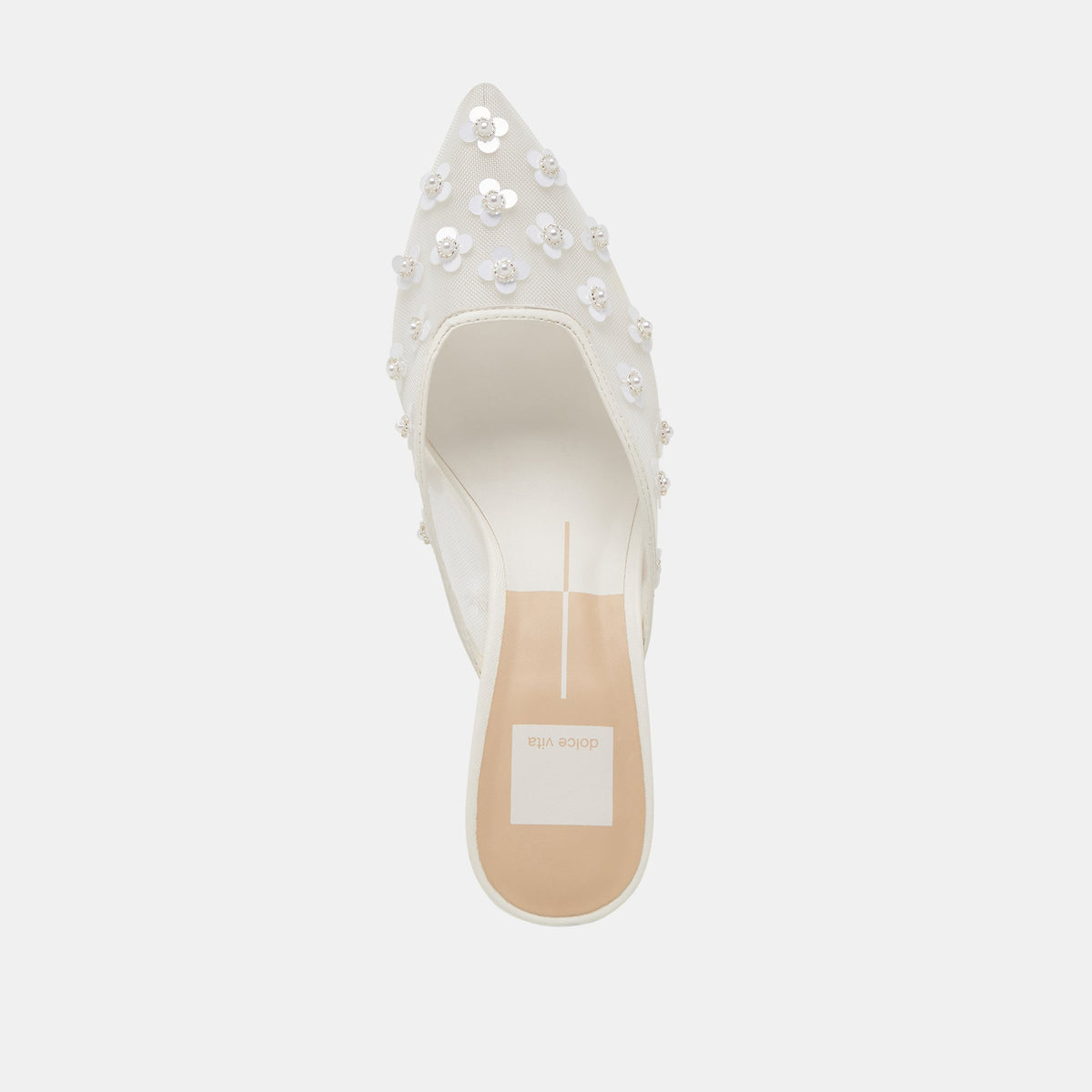CLARA PEARL HEELS TRUE WHITE DAISY MESH | Dolce Vita