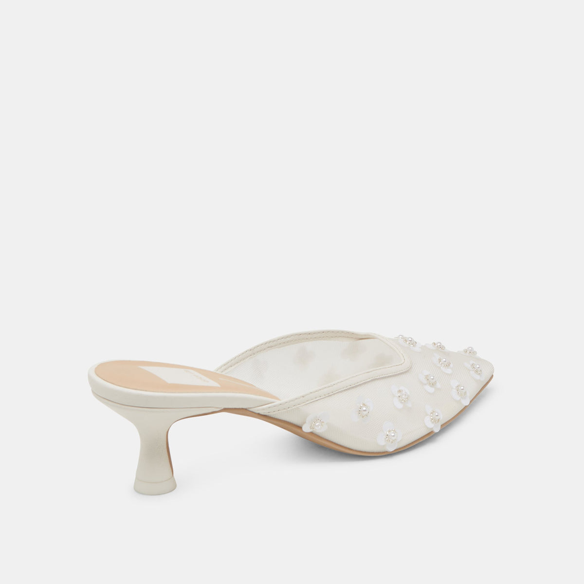 CLARA PEARL HEELS TRUE WHITE DAISY MESH | Dolce Vita