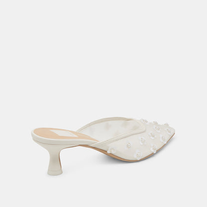 CLARA PEARL HEELS TRUE WHITE DAISY MESH | Dolce Vita
