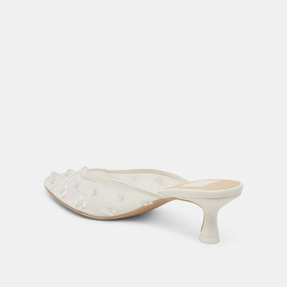 CLARA PEARL HEELS TRUE WHITE DAISY MESH | Dolce Vita