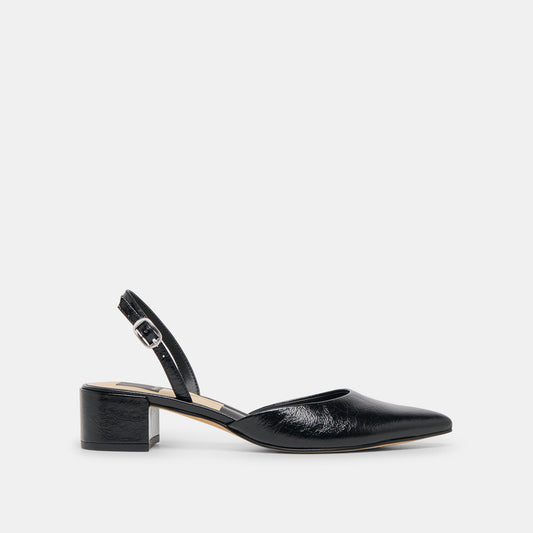 Carel Midnight Crinkle Patent Leather Heels | Dolce Vita