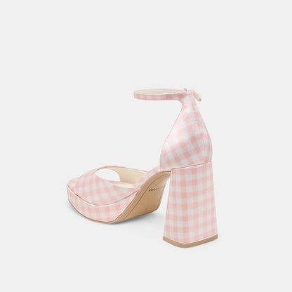 Reyes X Byrdie Golf Pink Plaid Gingham Heels | Dolce Vita