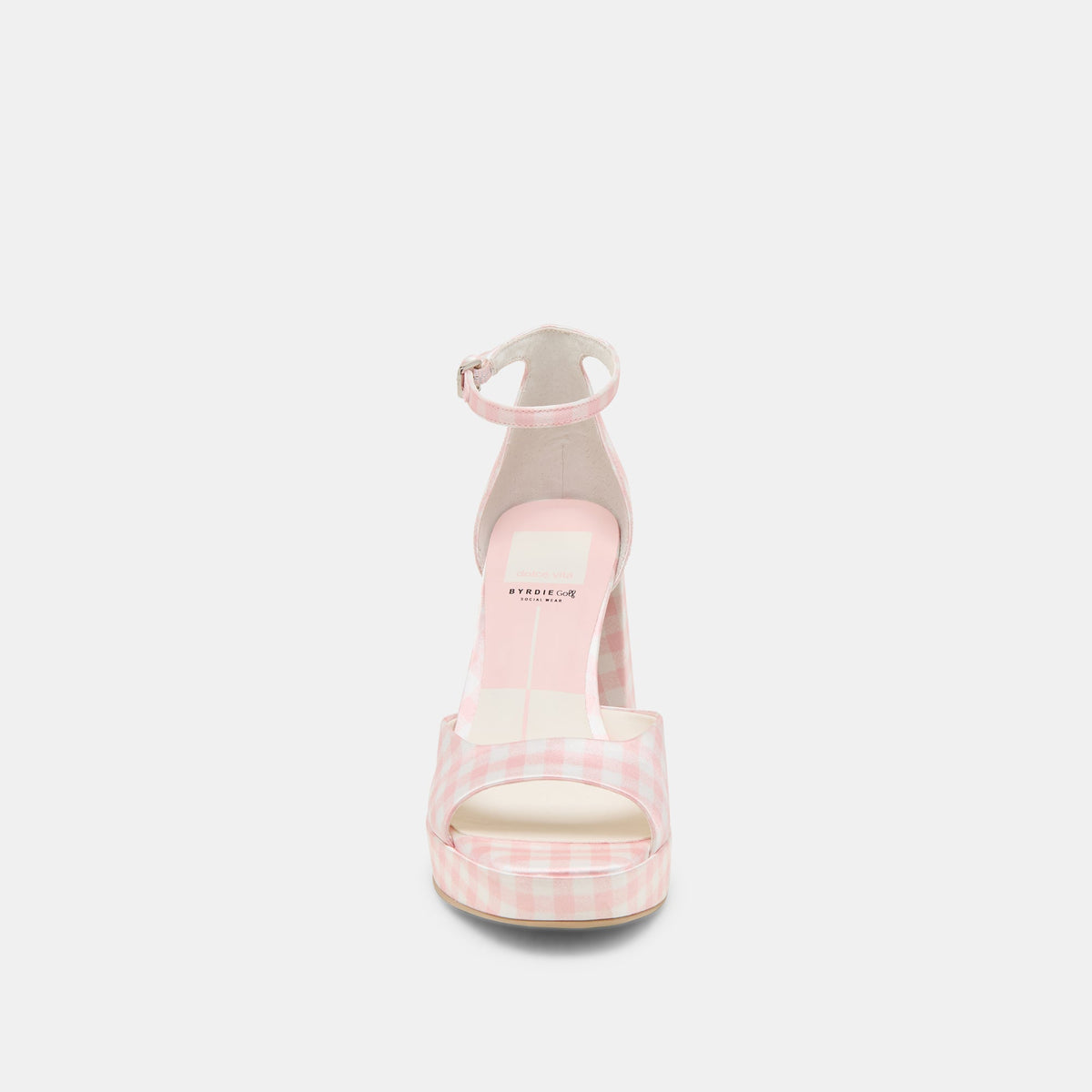 Reyes X Byrdie Golf Pink Plaid Gingham Heels | Dolce Vita