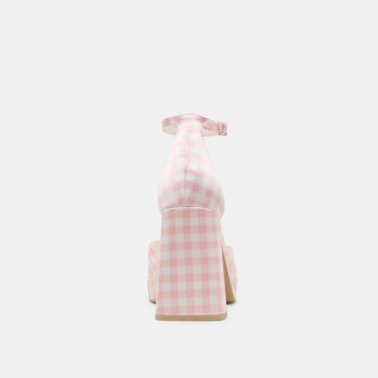 Reyes X Byrdie Golf Pink Plaid Gingham Heels | Dolce Vita