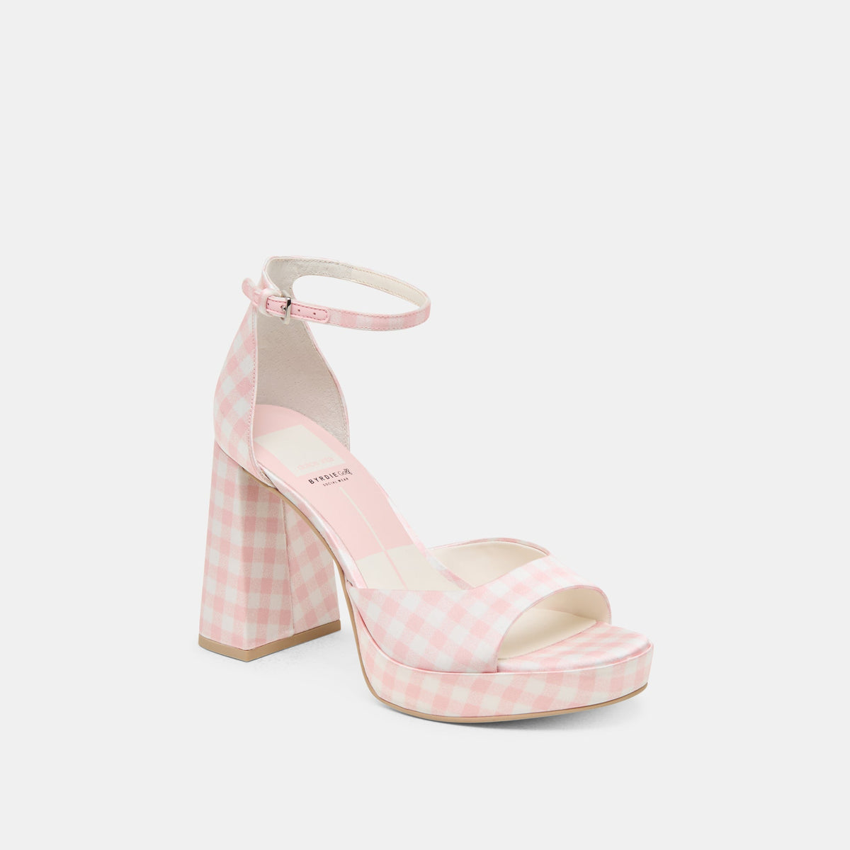 Reyes X Byrdie Golf Pink Plaid Gingham Heels | Dolce Vita