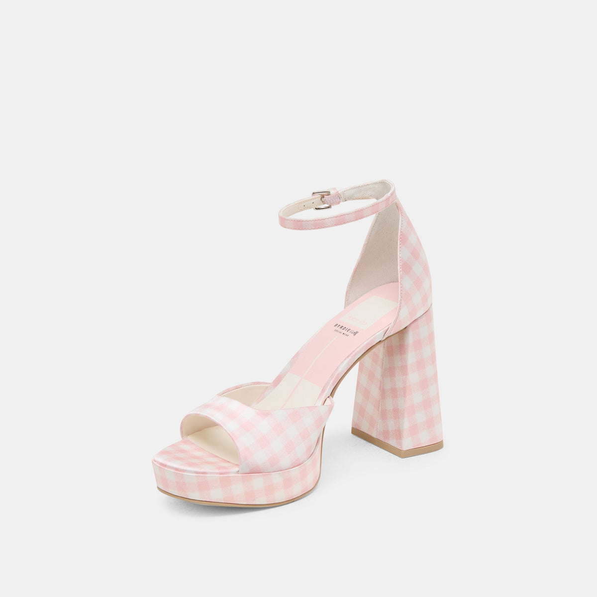 Reyes X Byrdie Golf Pink Plaid Gingham Heels | Dolce Vita