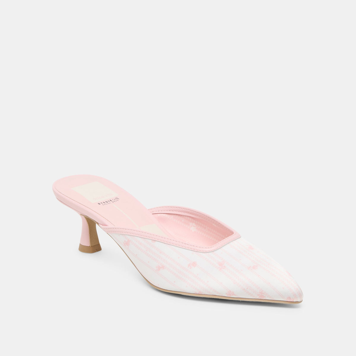 Cleo X Byrdie Gold Pink Floral Satin Heels | Dolce Vita