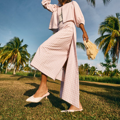 Cleo X Byrdie Gold Pink Floral Satin Heels | Dolce Vita