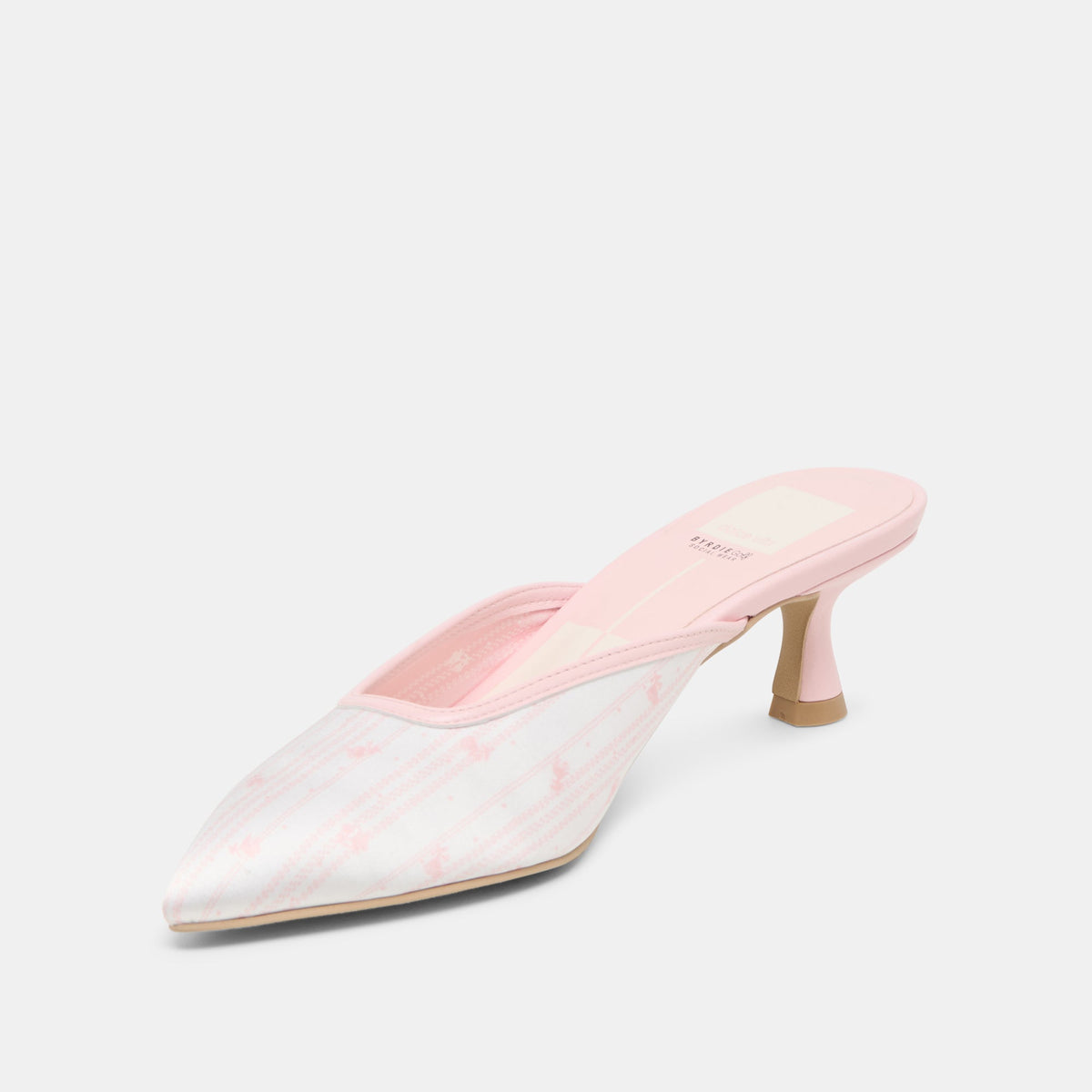 Cleo X Byrdie Gold Pink Floral Satin Heels | Dolce Vita