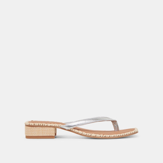 BARTY SANDALS SILVER METALLIC LEATHER | Dolce Vita