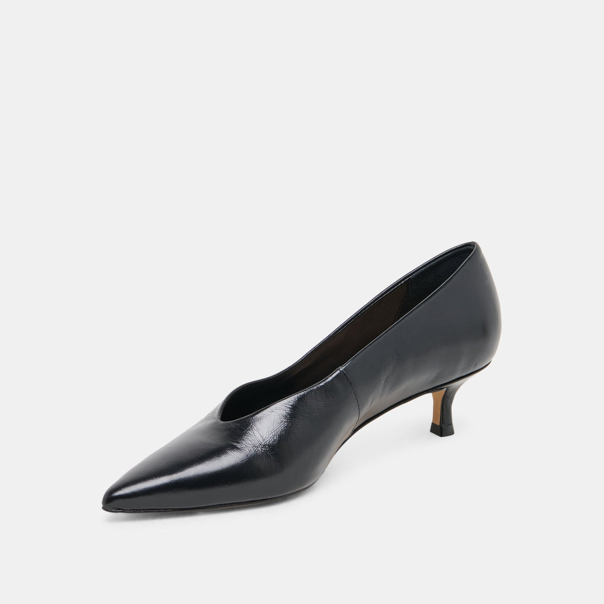 ALWYN HEELS MIDNIGHT CRINKLE PATENT | Dolce Vita