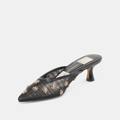 CLARA WIDE HEELS BLACK MESH | Dolce Vita