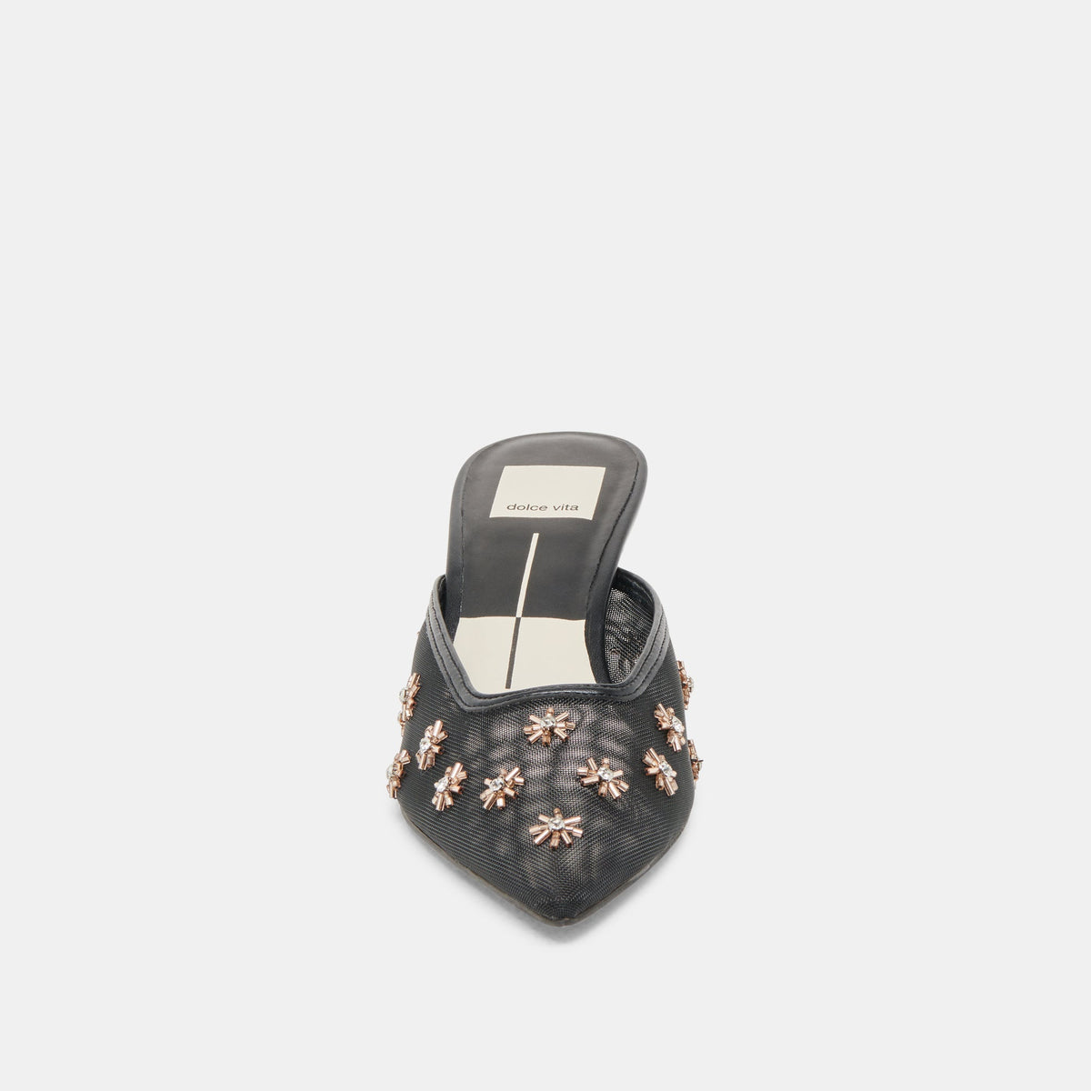 CLARA WIDE HEELS BLACK MESH | Dolce Vita