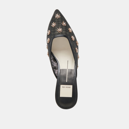 CLARA WIDE HEELS BLACK MESH | Dolce Vita