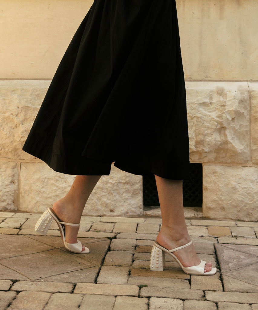 JEMMY PEARL HEELS VANILLA SILK | Dolce Vita