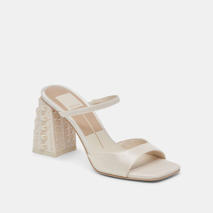 JEMMY PEARL HEELS VANILLA SILK | Dolce Vita