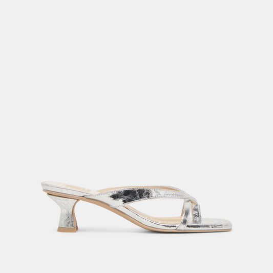 BREVEL HEELS SILVER DISTRESSED LEATHER | Dolce Vita