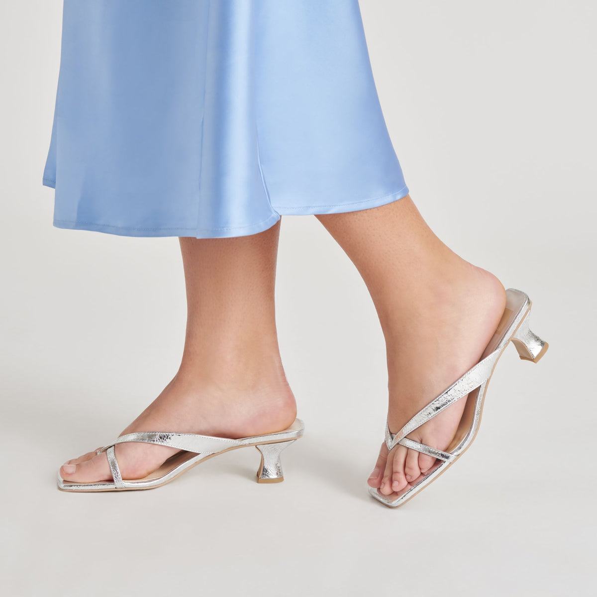 BREVEL HEELS SILVER DISTRESSED LEATHER | Dolce Vita