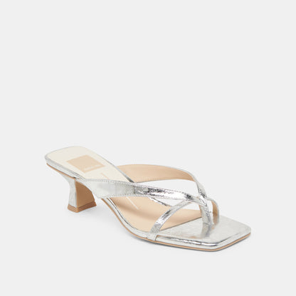 BREVEL HEELS SILVER DISTRESSED LEATHER | Dolce Vita