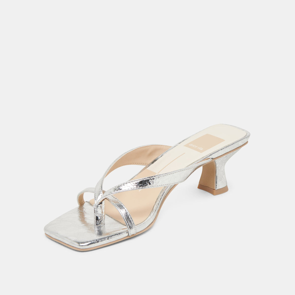 BREVEL HEELS SILVER DISTRESSED LEATHER | Dolce Vita
