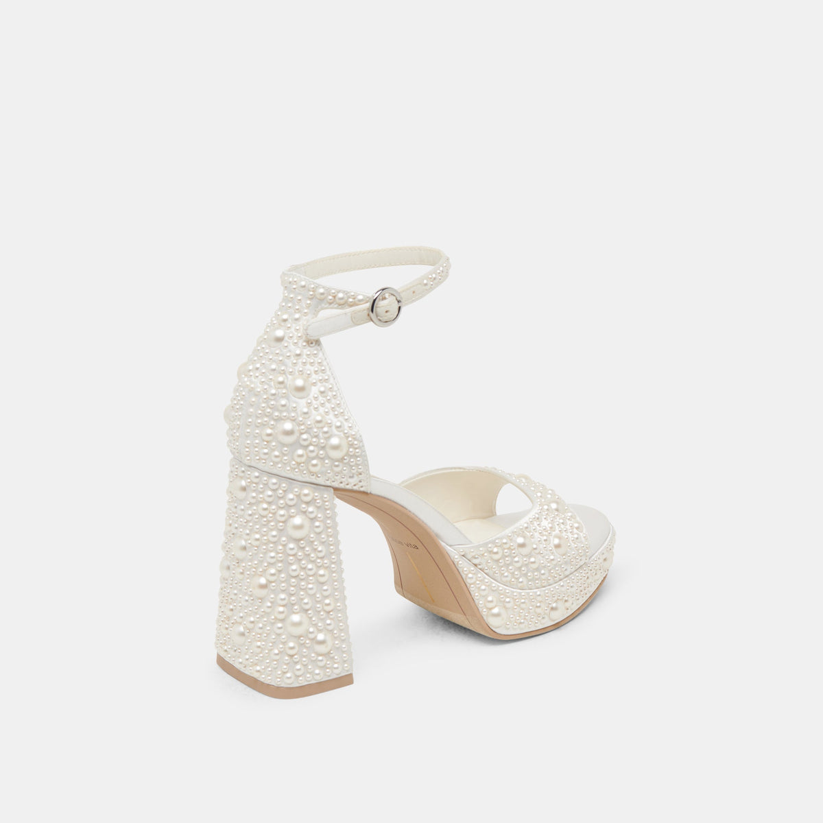 PANDRO PEARL WIDE HEELS TRUE WHITE SATIN | Dolce Vita