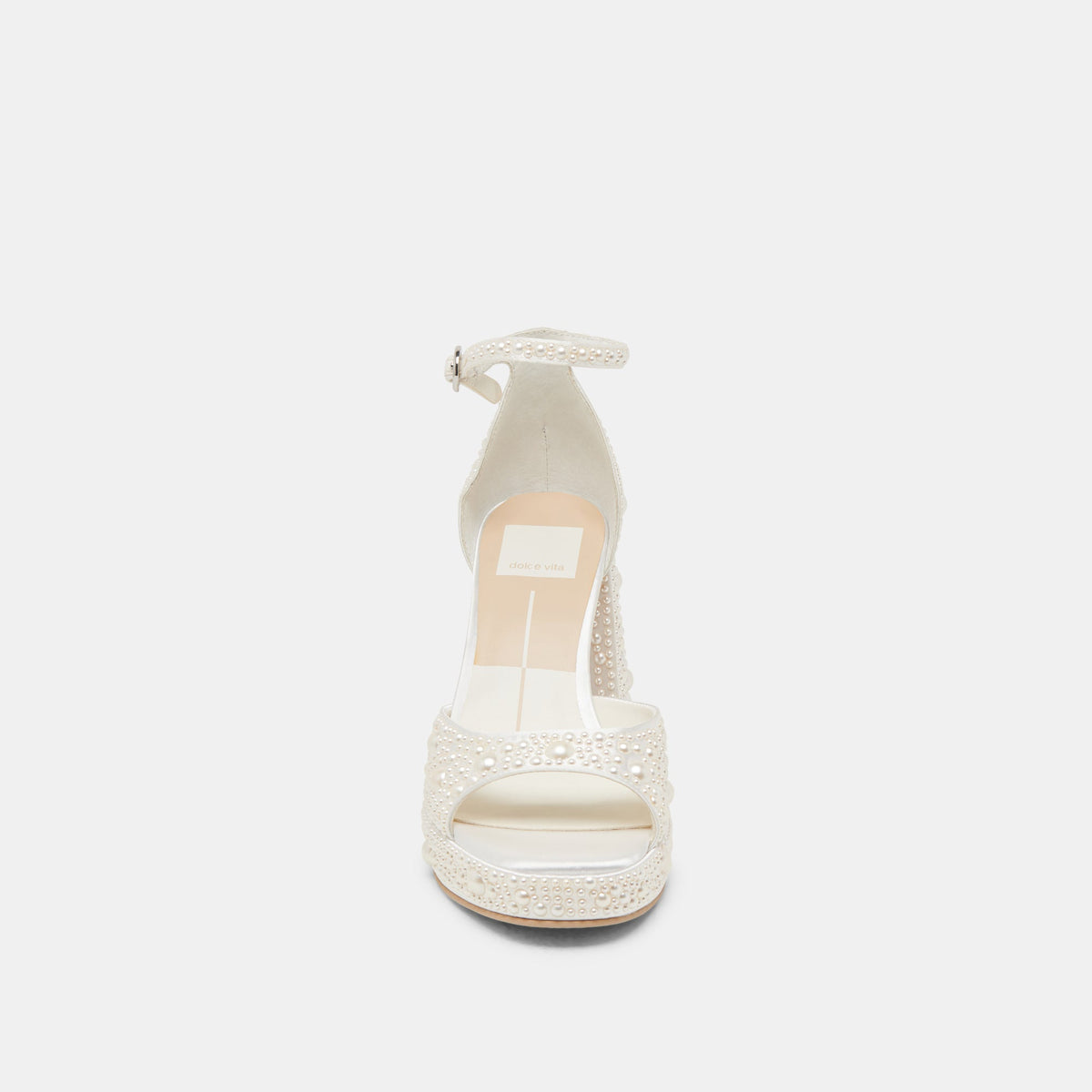 PANDRO PEARL WIDE HEELS TRUE WHITE SATIN | Dolce Vita