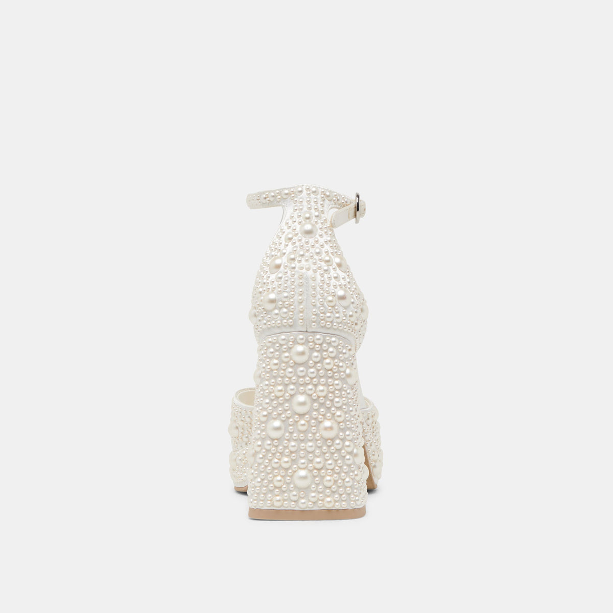 PANDRO PEARL WIDE HEELS TRUE WHITE SATIN | Dolce Vita
