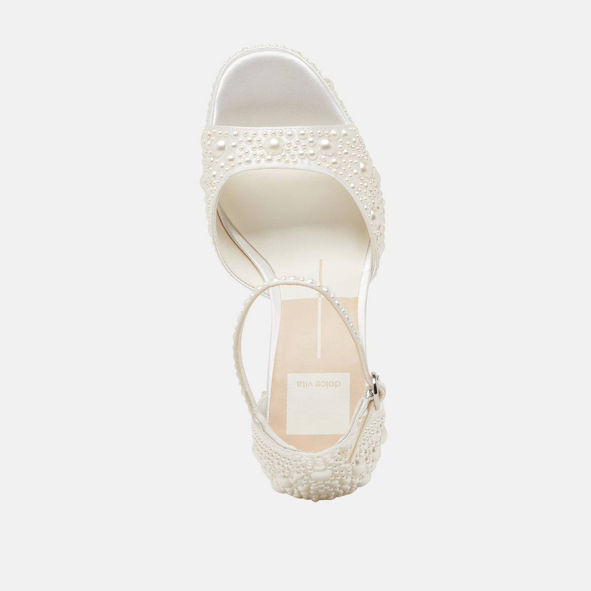 PANDRO PEARL WIDE HEELS TRUE WHITE SATIN | Dolce Vita