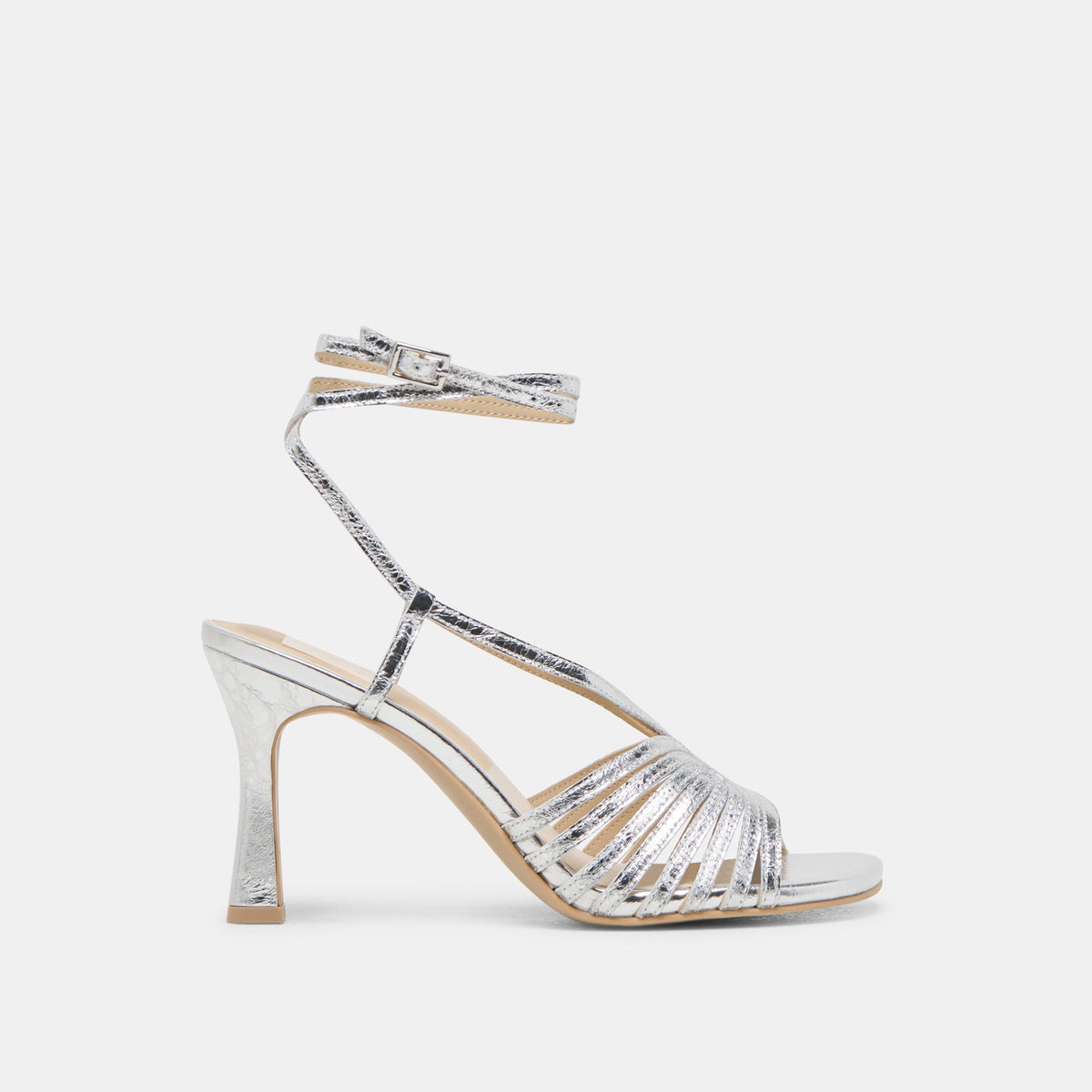Nivana Silver Distressed Leather Heels | Dolce Vita