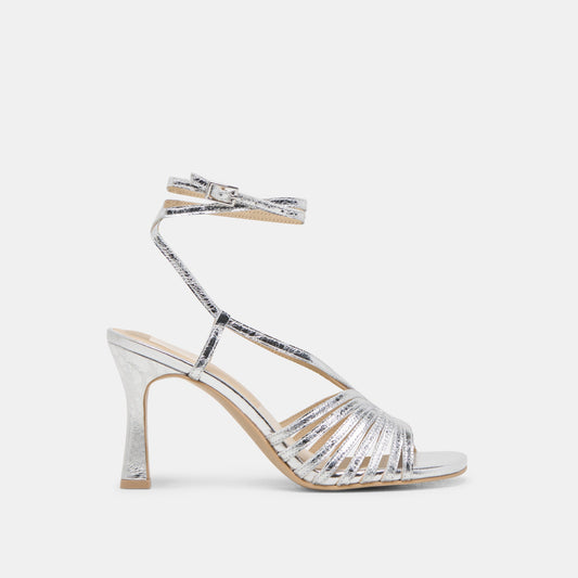 Nivana Silver Distressed Leather Heels | Dolce Vita