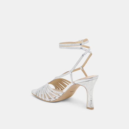Nivana Silver Distressed Leather Heels | Dolce Vita